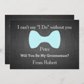 Werden Sie mein Trauzeuge Black Chalk Board Bow se Einladung (Vorne/Hinten)