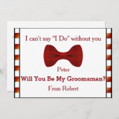 Werden Sie mein Trauzeuge Black Chalk Board Red Bo Einladung (Vorne/Hinten)