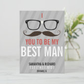 Werden Sie mein Trauzeuge Geek Glasses einladen Einladung (Stehend Vorderseite)