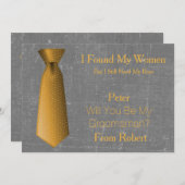 Werden Sie mein Trauzeuge Gold & White Krawatte? Einladung (Vorne/Hinten)