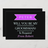 WERDEN SIE MEIN TRAUZEUGE Lila Band sein? Einladung (Vorne/Hinten)