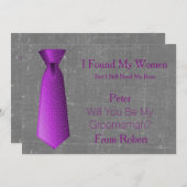 Werden Sie mein Trauzeuge Lila-weiße Krawatte sein Einladung (Vorne/Hinten)