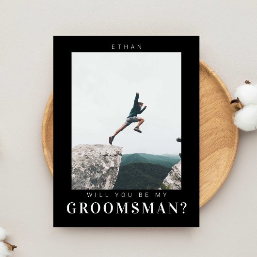 Werden Sie mein Trauzeuge Minimal Foto Moderne Dun Postkarte
