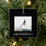 Werden Sie mein Trauzeuge Minimalistisches Foto Mo Keramikornament<br><div class="desc">Modernes,  einfaches,  minimales Trauzeuge-Angebot mit maßgeschneidertem Foto.</div>