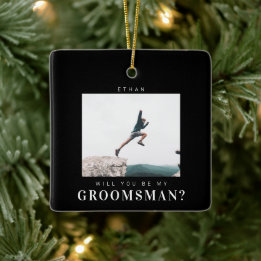 Werden Sie mein Trauzeuge Minimalistisches Foto Mo Keramikornament