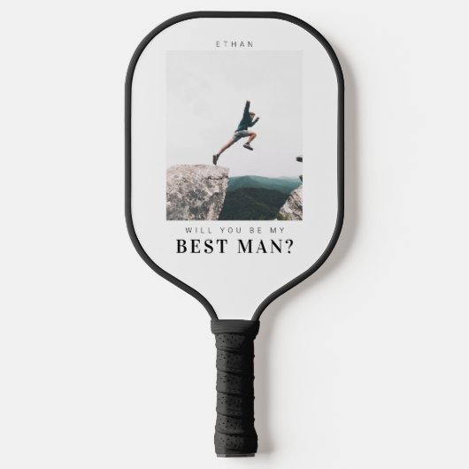 Werden Sie mein Trauzeuge Minimalistisches Foto Mo Pickleball Schläger (Vorderseite)