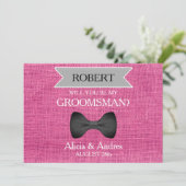 Werden Sie mein Trauzeuge mit Bow sein? Einladung (Stehend Vorderseite)