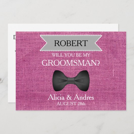 Werden Sie mein Trauzeuge mit Bow sein? Einladung (Vorne/Hinten)