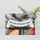 Werden Sie mein Trauzeuge Ritter anpassbar Einladung (Stehend Vorderseite)