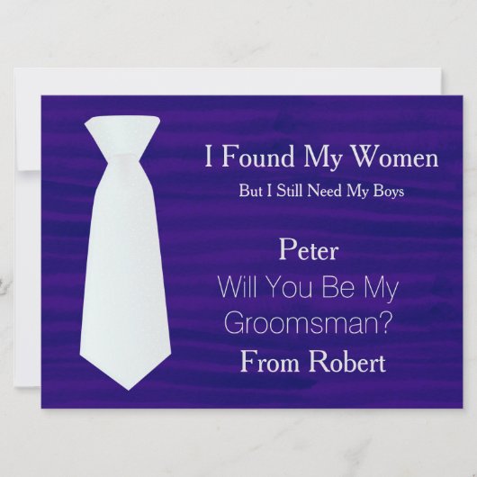 Werden Sie mein Trauzeuge Schwarz und Weiß Krawatt Einladung (Vorderseite)