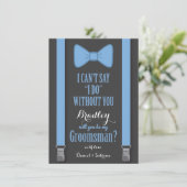 Werden Sie mein Trauzeuge sein - blaue Krawatte-Kl Einladung (Stehend Vorderseite)