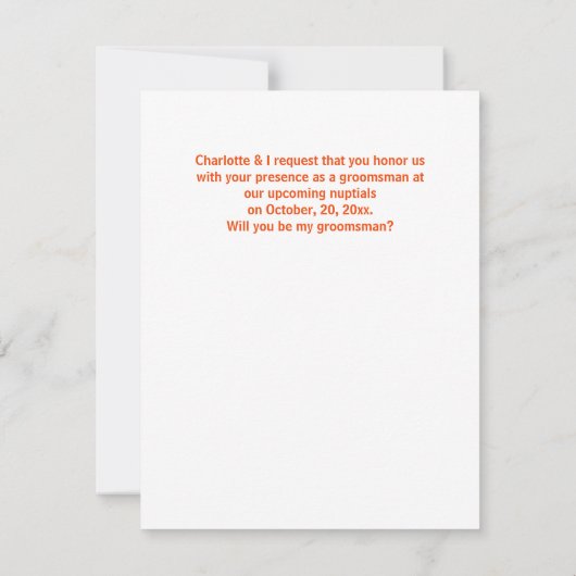 Werden Sie mein Trauzeuge sein, der ein elektronis Mitteilungskarte (Rückseite)