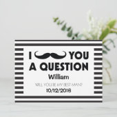 Werden Sie mein Trauzeuge sein, der schwarze Strei Einladung (Stehend Vorderseite)