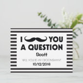 Werden Sie mein Trauzeuge sein, der schwarze Strei Einladung (Stehend Vorderseite)