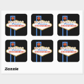 Werden Sie mein Trauzeuge sein Las Vegas-Zeichen Quadratischer Aufkleber (Blatt)