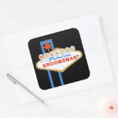 Werden Sie mein Trauzeuge sein Las Vegas-Zeichen Quadratischer Aufkleber (Umschlag)