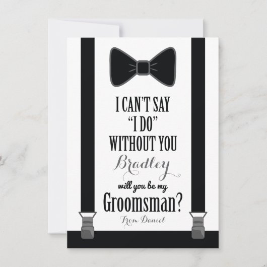Werden Sie mein Trauzeuge sein - Tuxedo Krawatte B Einladung (Vorderseite)