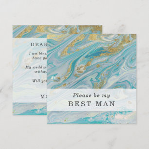 Werden Sie mein Trauzeuge Turquoise & Gold Card Einladung