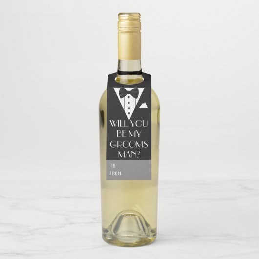 Werden Sie mein Trauzeuge Tuxedo sein? Flaschenanhänger (Auf Flasche)