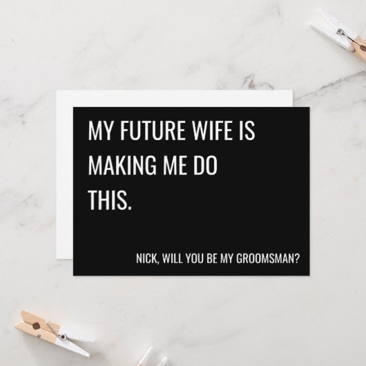 Werden Sie mein Trauzeuge-Vorschlag für eine Flach Karte (Vorderseite/Rückseite Beispiel)