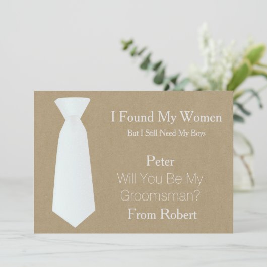 Werden Sie mein Trauzeuge, weiße und schwarze Kraw Einladung (Stehend Vorderseite)