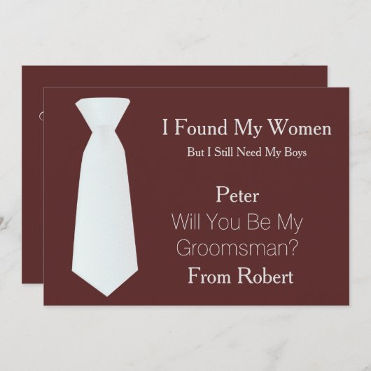 Werden Sie mein Trauzeuge, weiße und schwarze Kraw Einladung (Vorne/Hinten)