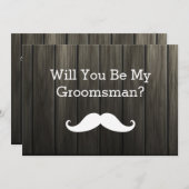 Werden Sie mein Trauzeuge weißer Schnurrbart aus H Einladung (Vorne/Hinten)