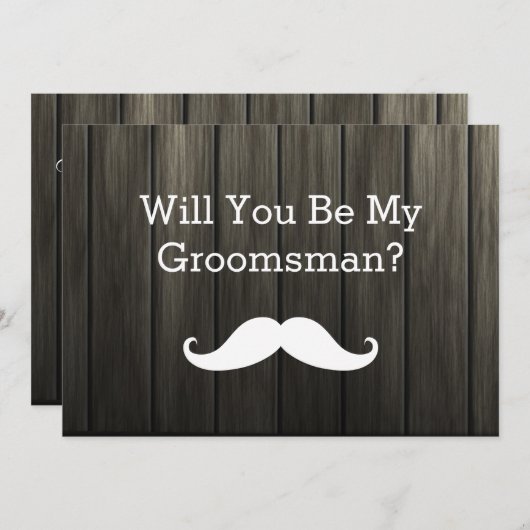 Werden Sie mein Trauzeuge weißer Schnurrbart aus H Einladung (Vorne/Hinten)