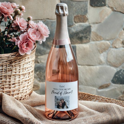 Werden Sie mein Trauzeugin Vorschlag Custom Foto Schaumweinetikett