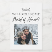 Werden Sie mein Trauzeugin Vorschlag Custom Foto Weinetikett (Einzelnes Label)