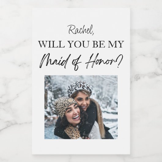 Werden Sie mein Trauzeugin Vorschlag Custom Foto Weinetikett (Einzelnes Label)