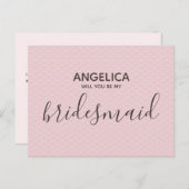 Werden Sie mein überhändiges PrettPink-Musterskrip Einladungspostkarte (Vorne/Hinten)