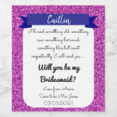 Werden Sie mein überragender rosa Glitzer sein? Weinetikett (Einzelnes Label)