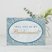 Werden Sie mein überragender Vorschlag Blue Floral Karte (Stehend Vorderseite)