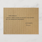 Werden Sie mein überragendes Brown Kraft Paper sei Einladungspostkarte (Rückseite)