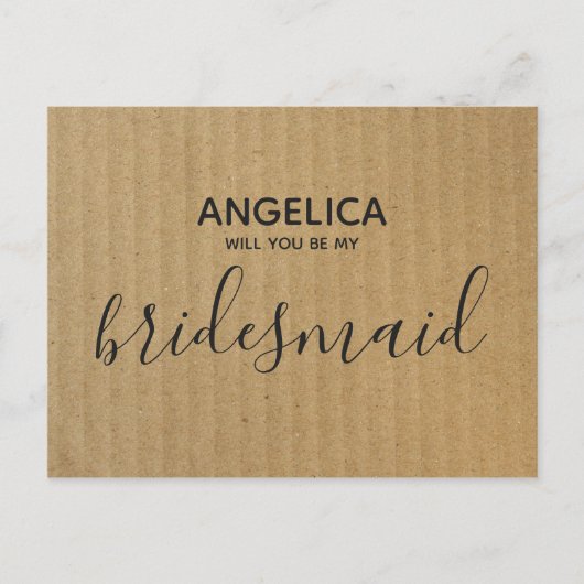 Werden Sie mein überragendes Brown Kraft Paper sei Einladungspostkarte (Vorderseite)