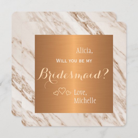 Werden Sie mein überragendes Marmorkupfer sein? Einladung (Vorne/Hinten)