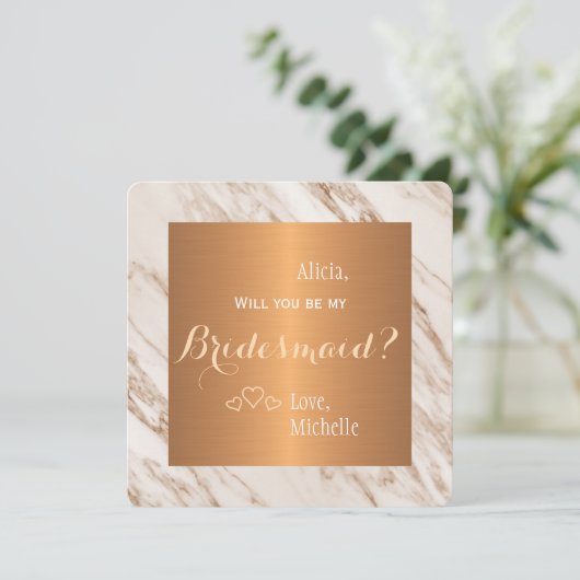 Werden Sie mein überragendes Marmorkupfer sein? Einladung (Stehend Vorderseite)