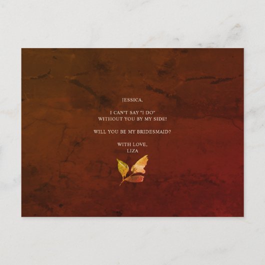 Werden Sie mein überwältigender Herbstflorallenple Postkarte (Rückseite)