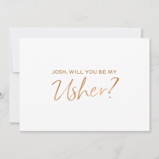 "Werden Sie mein User sein?| Gold Rose Handschrift Einladung (Vorderseite)