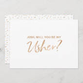 "Werden Sie mein User sein?| Gold Rose Handschrift Einladung (Vorne/Hinten)