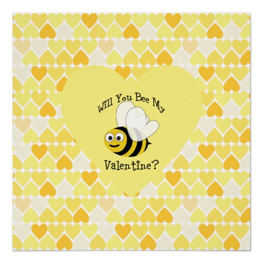 Werden Sie mein Valentin sein? Gelbe Herzen Poster (Vorderseite)