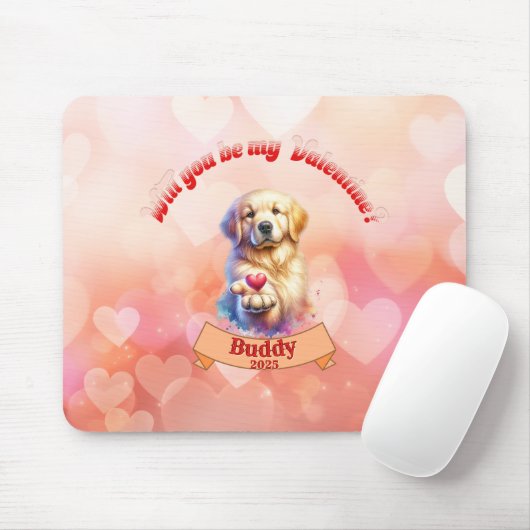 Werden Sie mein Valentin sein personalisiert? Mousepad (Mit Mouse)