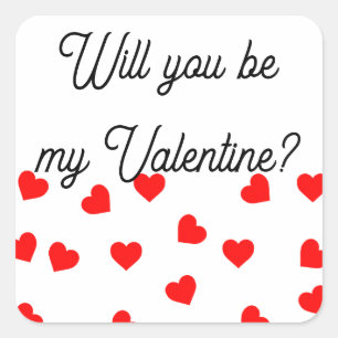 Werden Sie mein Valentin sein? Playful Red Hearts Quadratischer Aufkleber