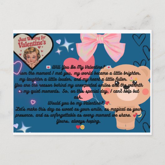 Werden Sie mein Valentin sein? Postkarte (Vorderseite)