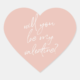 "Werden Sie mein Valentin sein?" rosa Herzklammern Herz-Aufkleber