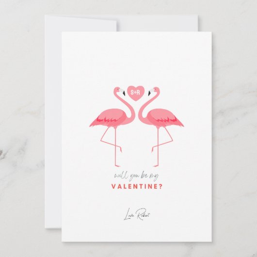 Werden Sie mein Valentin sein, rosa weißer Flaming Einladung (Vorderseite)