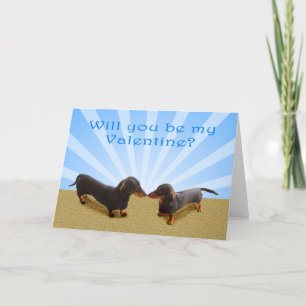 Werden Sie mein Valentine sein, zwei Dachsunds? Feiertagskarte