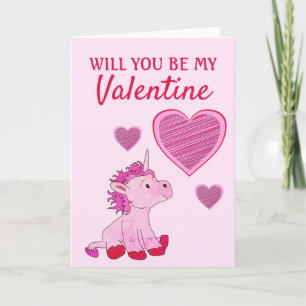 Werden Sie mein Valentine Unicorn Valentinstag sei Feiertagskarte