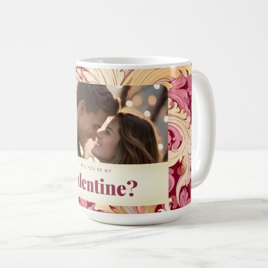 Werden Sie mein Valentinin Romantisches Foto Valen Kaffeetasse (VorderseiteRechts)